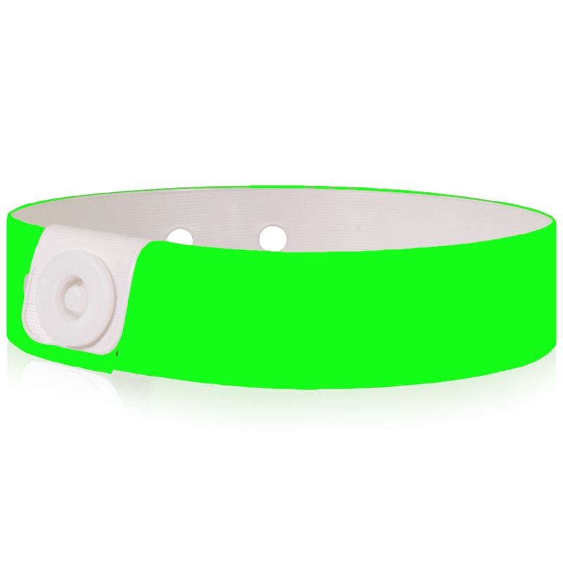 Vinyl slim wristband shown in neon green