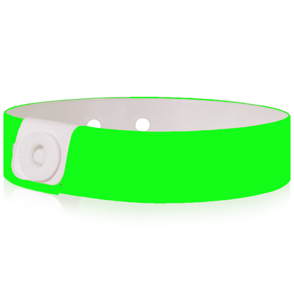 Vinyl slim wristband shown in neon green