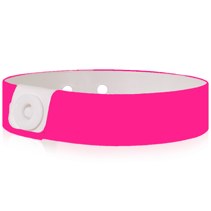 Vinyl slim wristband shown in neon pink