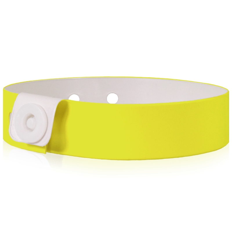 Vinyl slim wristband shown in neon yellow