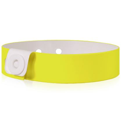 Vinyl slim wristband shown in neon yellow