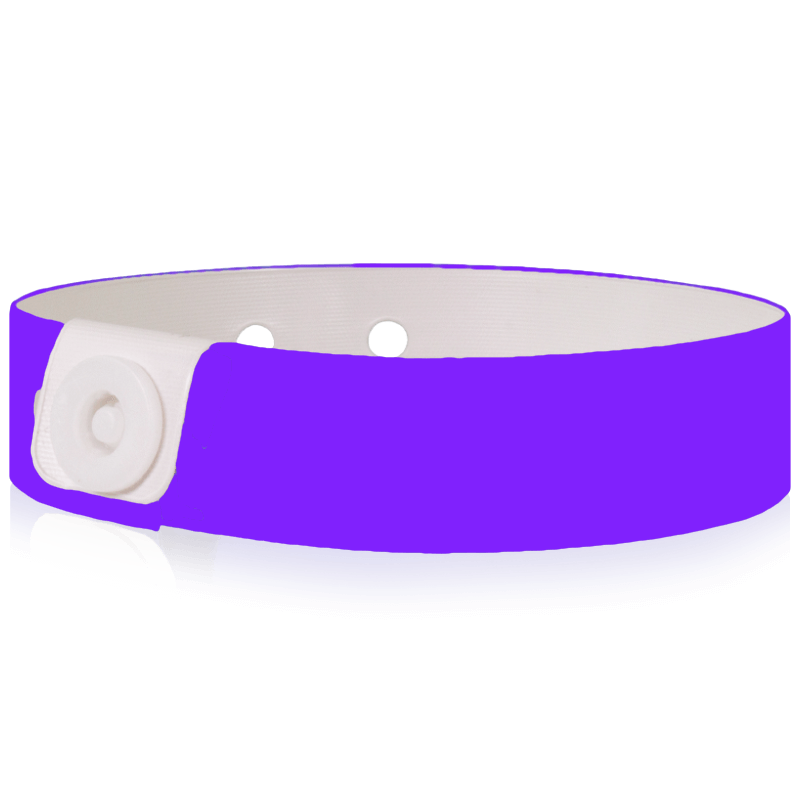 Vinyl slim wristband shown in purple