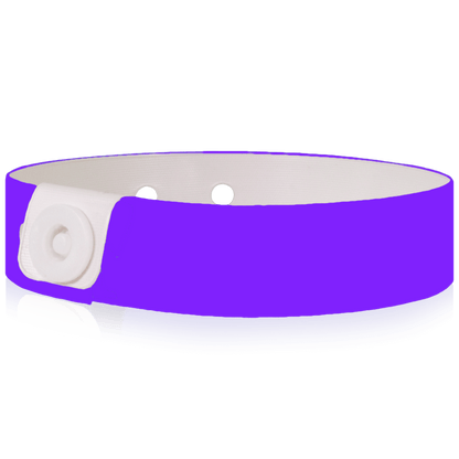 Vinyl slim wristband shown in purple