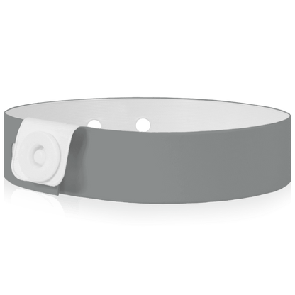 Vinyl slim wristband shown in silver