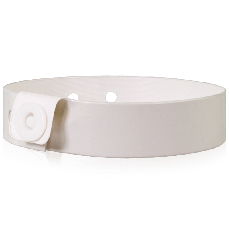 Vinyl slim wristband shown in White