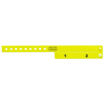 vinyl wristband with 2 tab in neon yellow - flat version shown 