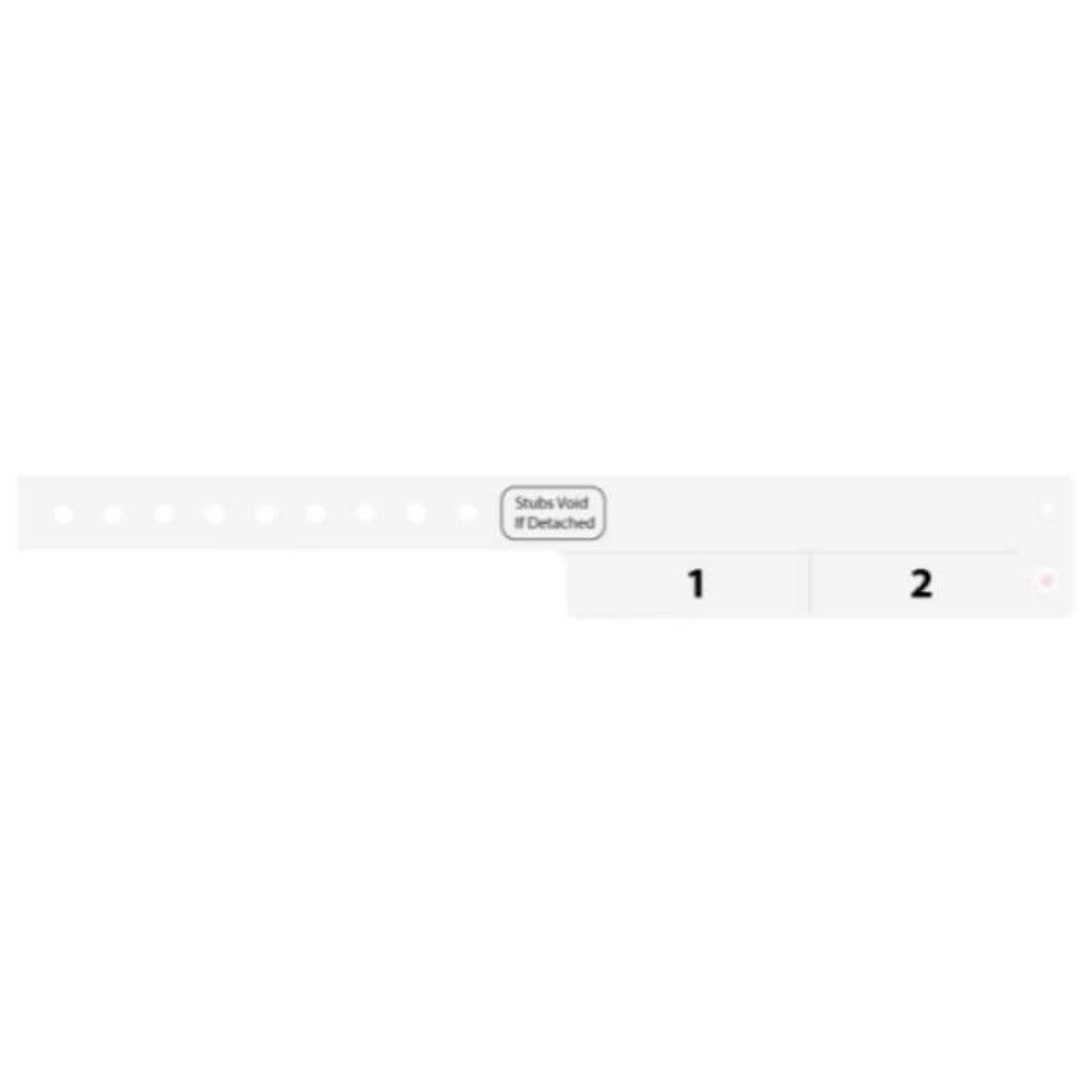 vinyl wristband with 2 tab in white - flat version shown 