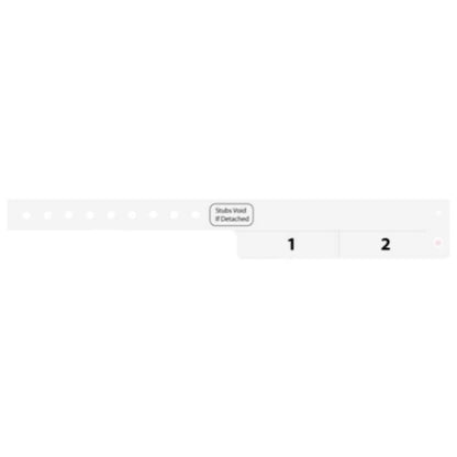 vinyl wristband with 2 tab in white - flat version shown 