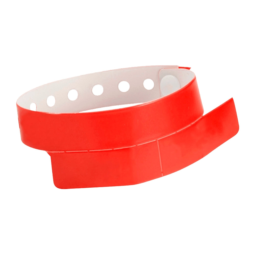 vinyl wristband with 2 tab in red - round version shown 