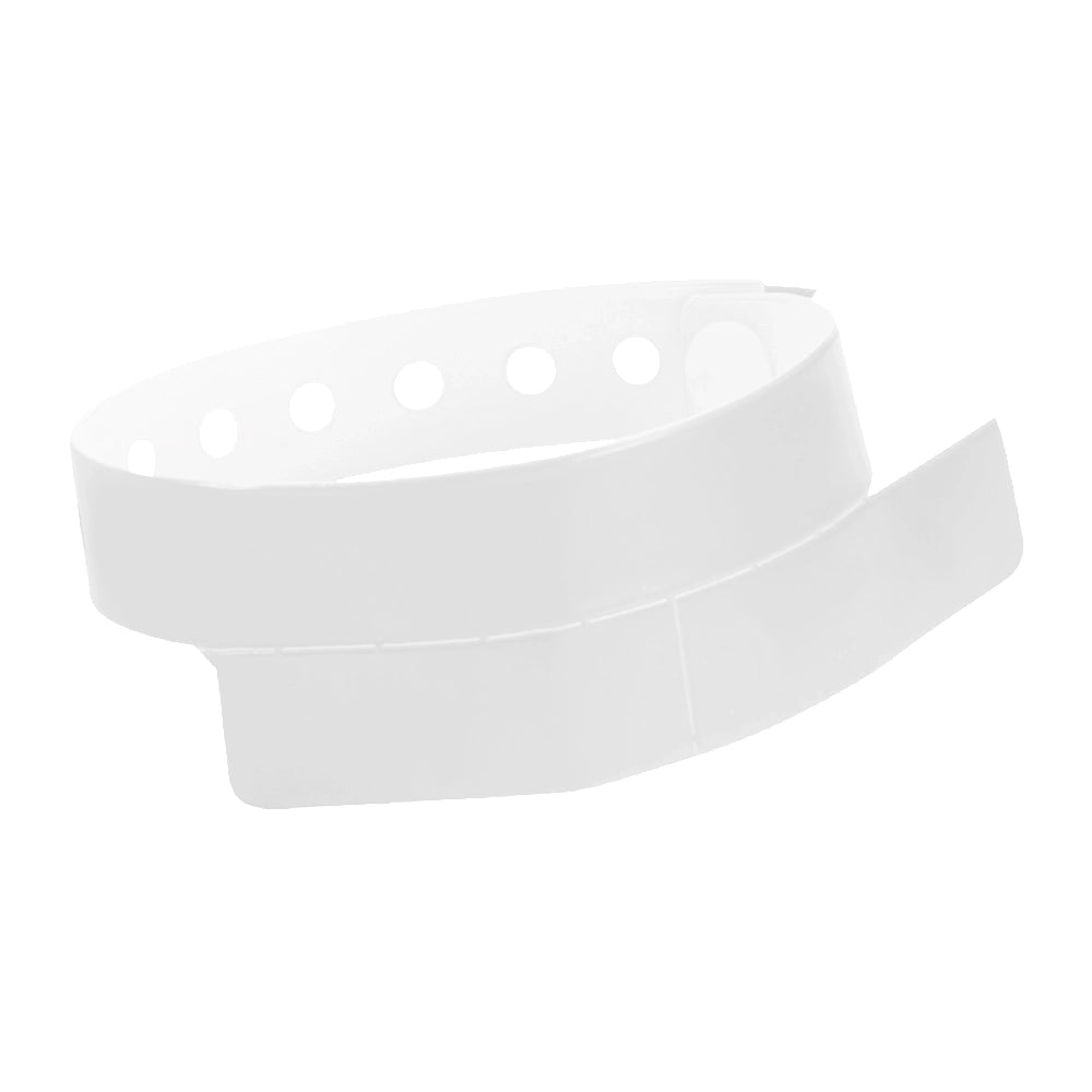 vinyl wristband with 2 tab in white - round version shown 