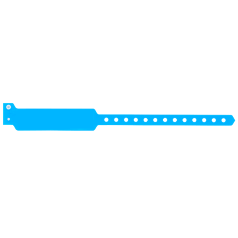 Wide face vinyl solid wristbands in neon blue
