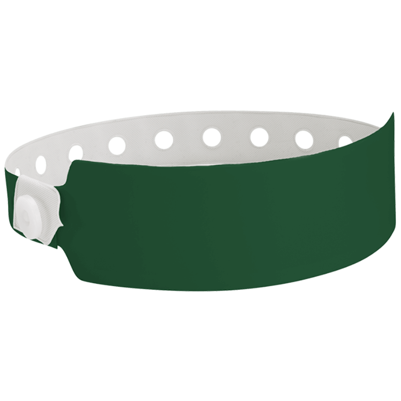 Wide face vinyl solid wristbands in forest green