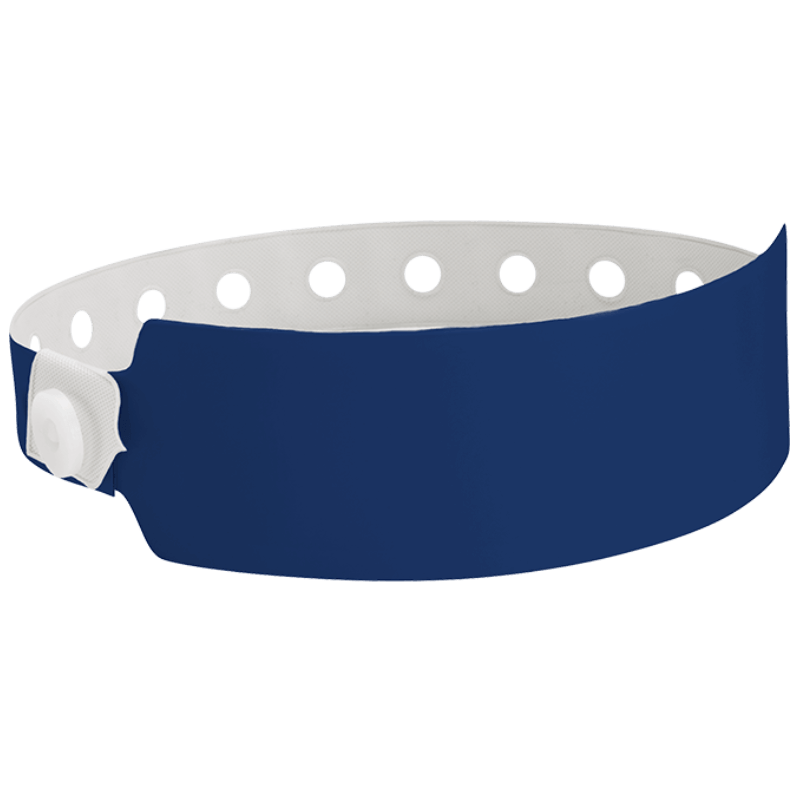 Wide face vinyl solid wristbands in navy blue
