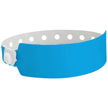 Wide face vinyl solid wristbands in neon blue 