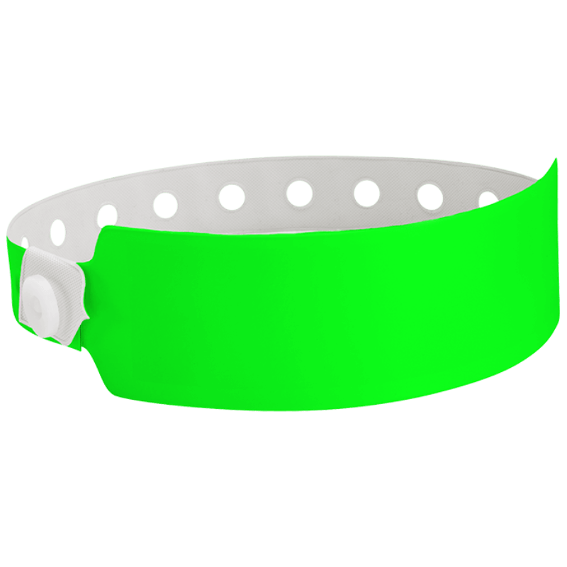 Wide face vinyl solid wristbands in neon green