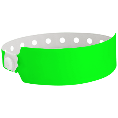 Wide face vinyl solid wristbands in neon green