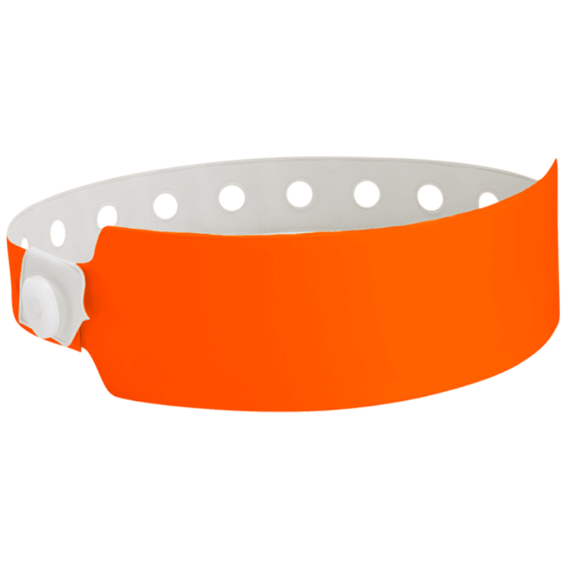 Wide face vinyl solid wristbands in neon orange