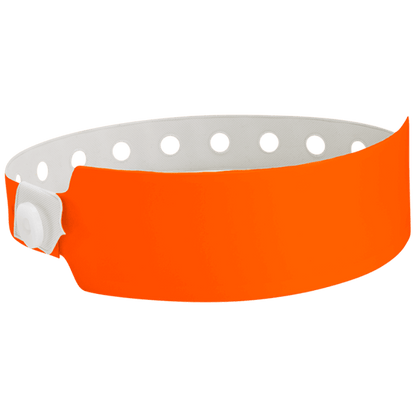 Wide face vinyl solid wristbands in neon orange