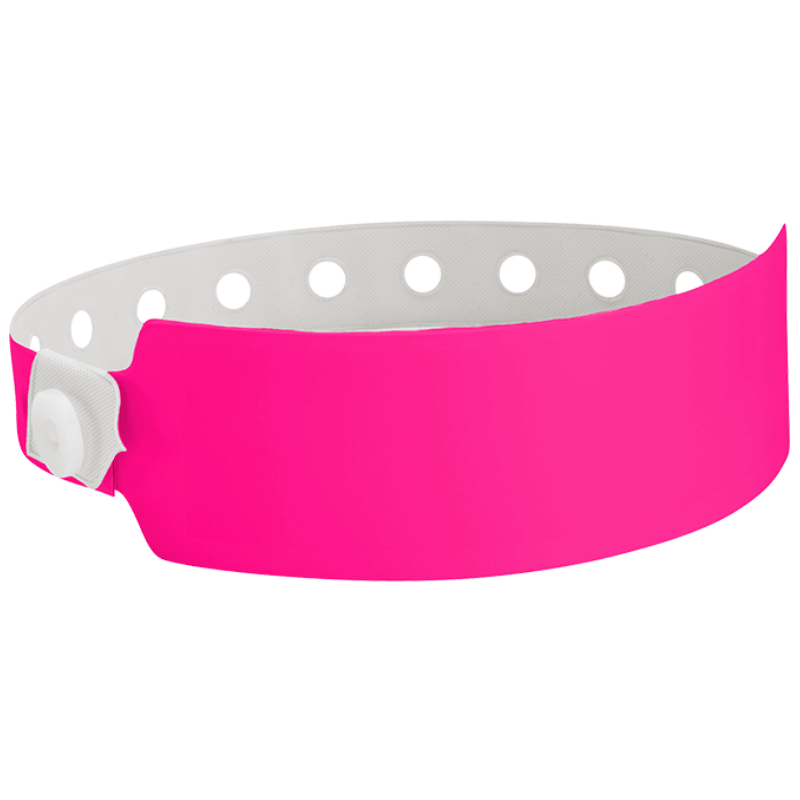 Wide face vinyl solid wristbands in neon pink