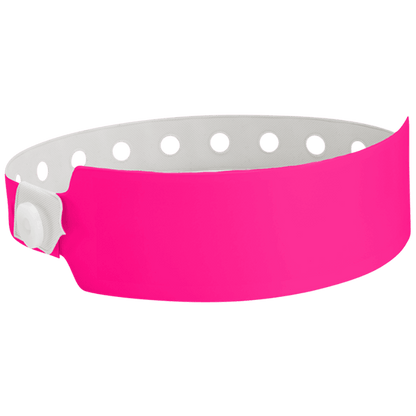 Wide face vinyl solid wristbands in neon pink