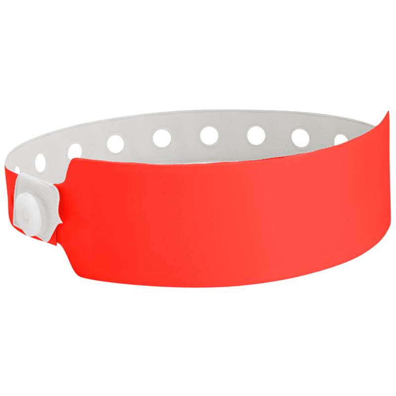Wide face vinyl solid wristbands in neon red