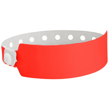 Wide face vinyl solid wristbands in neon red