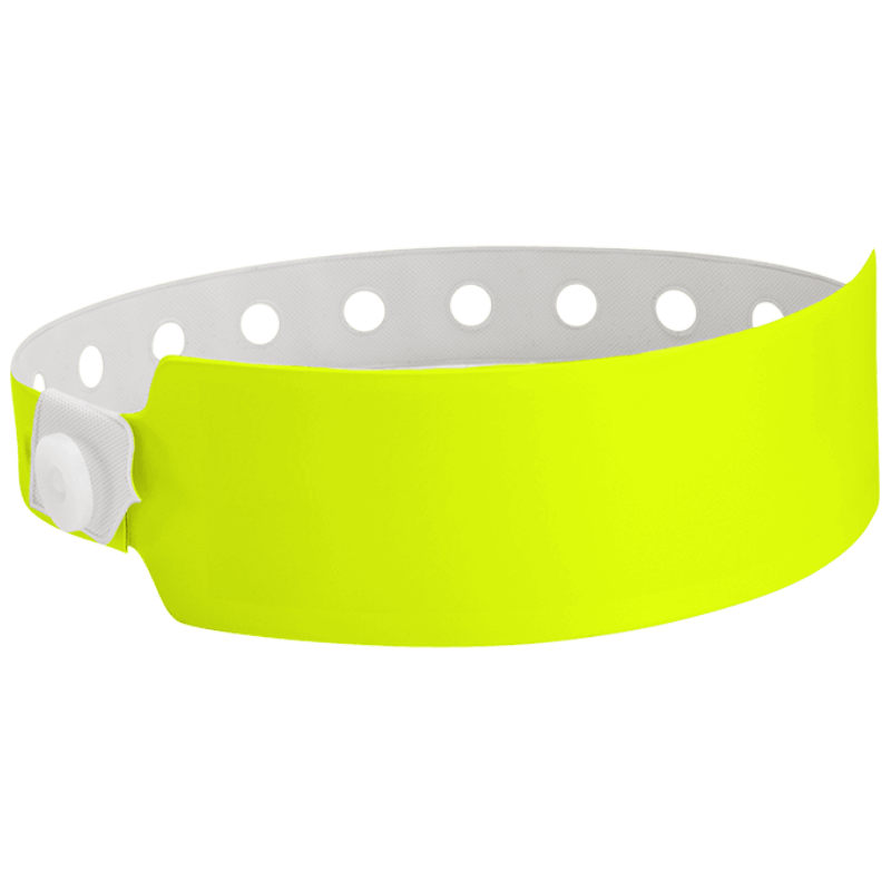 Wide face vinyl solid wristbands in neon yellow