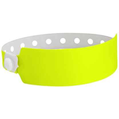 Wide face vinyl solid wristbands in neon yellow