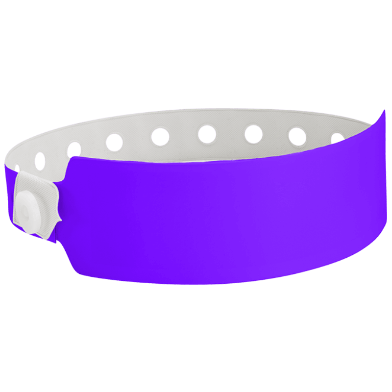 Wide face vinyl solid wristbands in purple