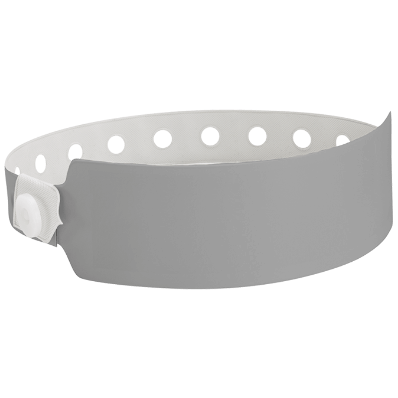 Wide face vinyl solid wristbands in silver 