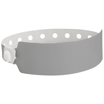 Wide face vinyl solid wristbands in silver 