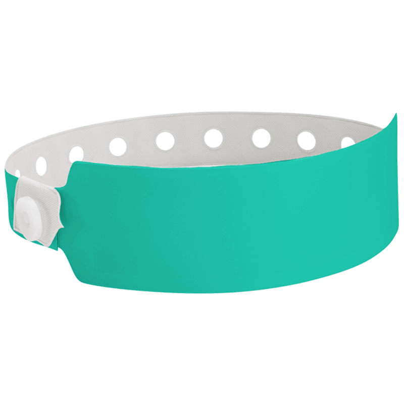 Wide face vinyl solid wristbands in teal 