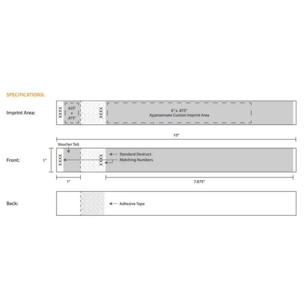 Custom - Detachable Stub - 1" Tyvek® Wristbands