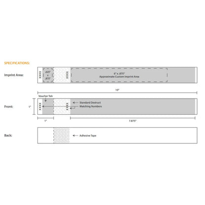 Custom - Detachable Stub - 1" Tyvek® Wristbands