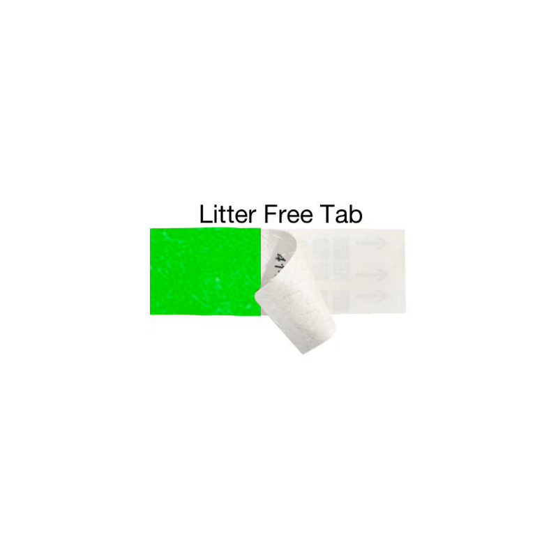 showing the tab free adhesive in neon green