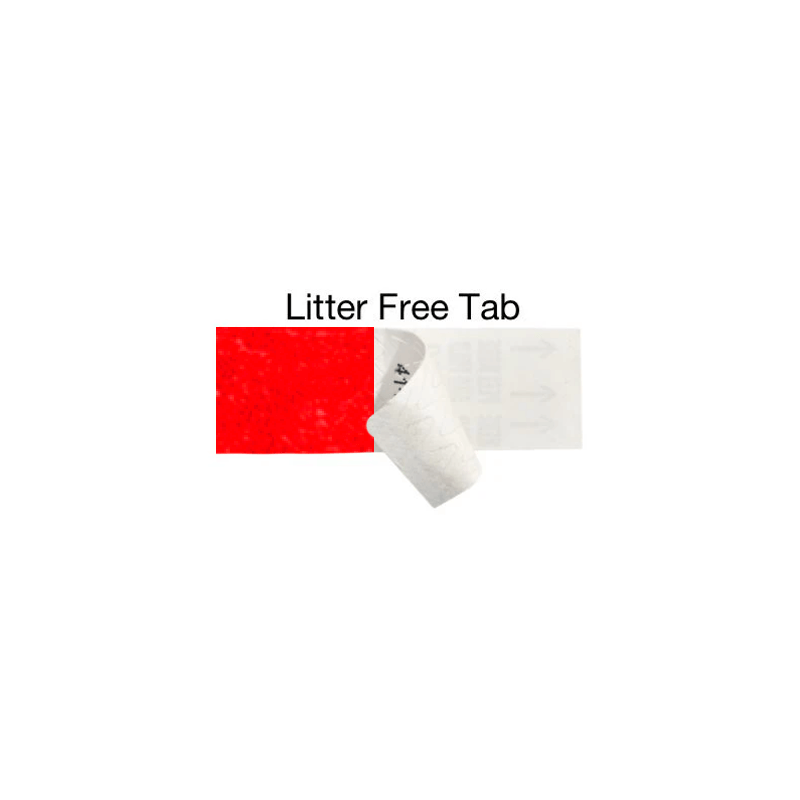 showing the tab free adhesive in neon red