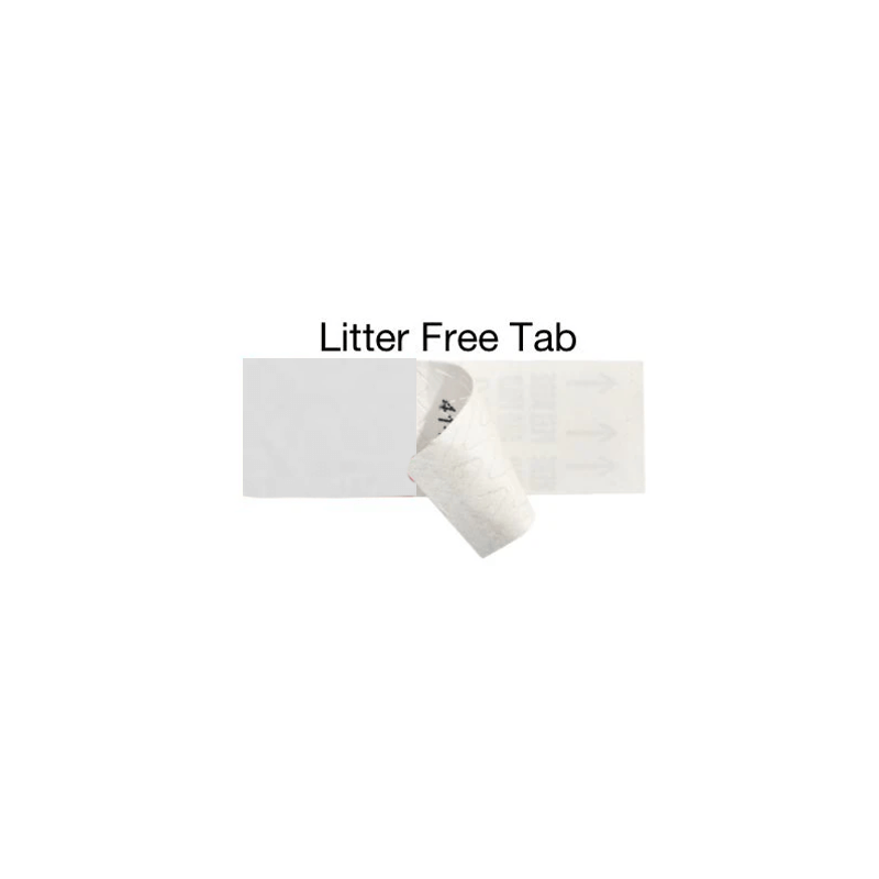 tab free adhesive closure for tyvek 1" litter free wristbands in white