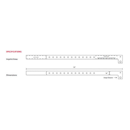 Template for plastic slim wristband showing where to customize and other details