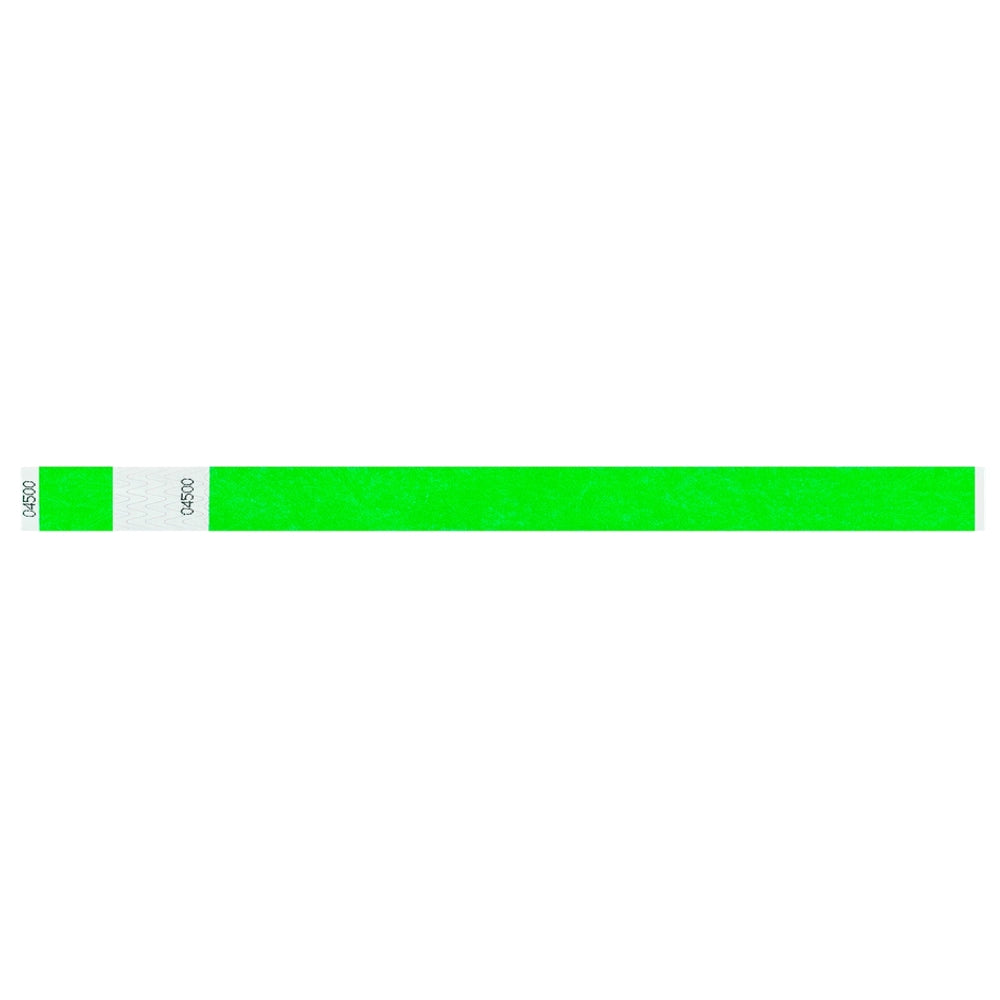 tyvek 3/4" detachable stub wristbands in neon green - flat version 