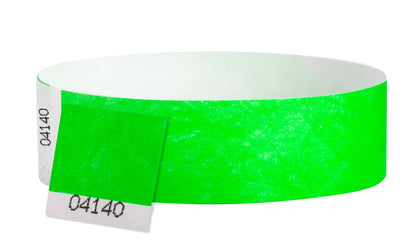 tyvek 3/4" detachable stub wristband neon green