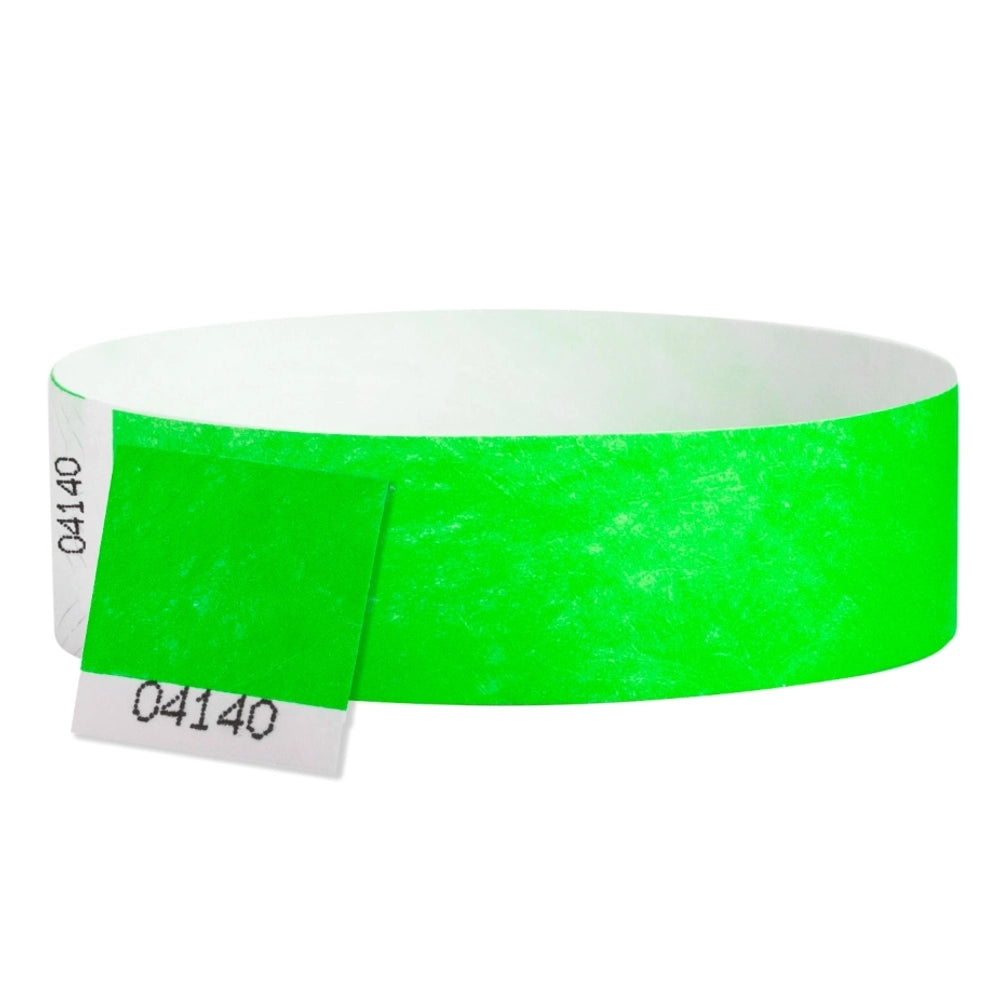 tyvek 3/4" detachable stub wristbands in neon green - round version 