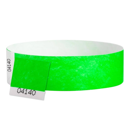 tyvek 3/4" detachable stub wristbands in neon green - round version 