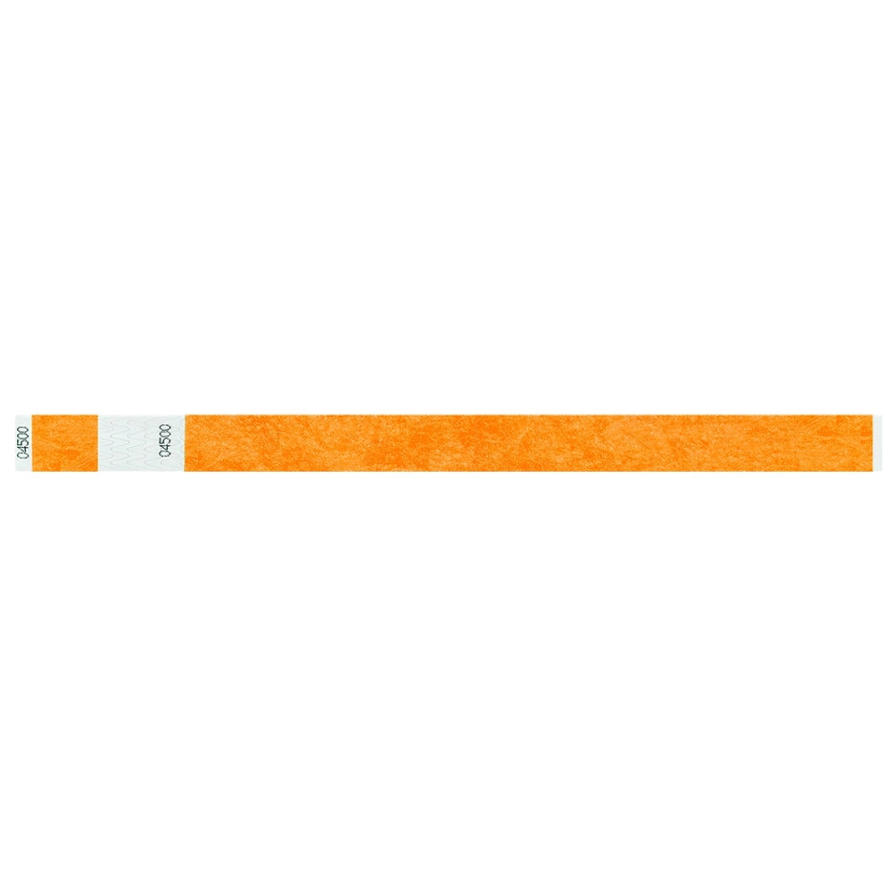tyvek 3/4" detachable stub wristbands in neon orange - flat version 
