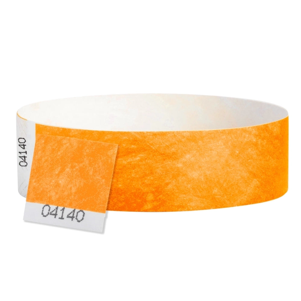 tyvek 3/4" detachable stub wristbands in neon orange - round version 