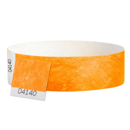 tyvek 3/4" detachable stub wristbands in neon orange - round version 