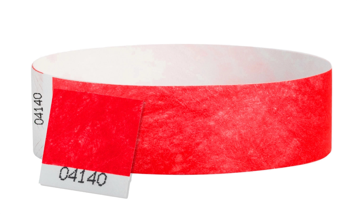 neon red tyvek 3/4" detachable stub tyvek wristband