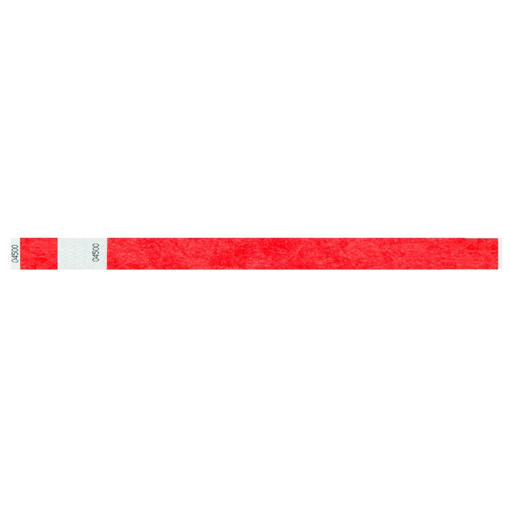 tyvek 3/4" detachable stub wristbands in neon red - flat version 