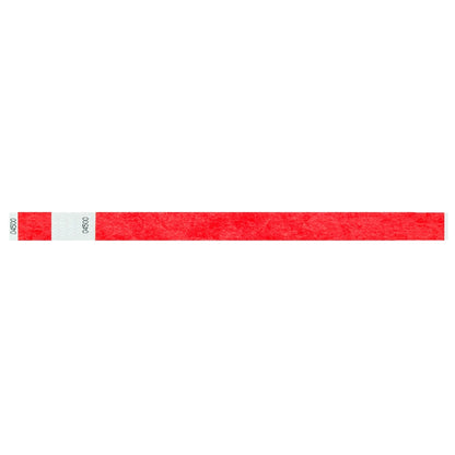 tyvek 3/4" detachable stub wristbands in neon red - flat version 