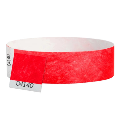 tyvek 3/4" detachable stub wristbands in neon red - round version 