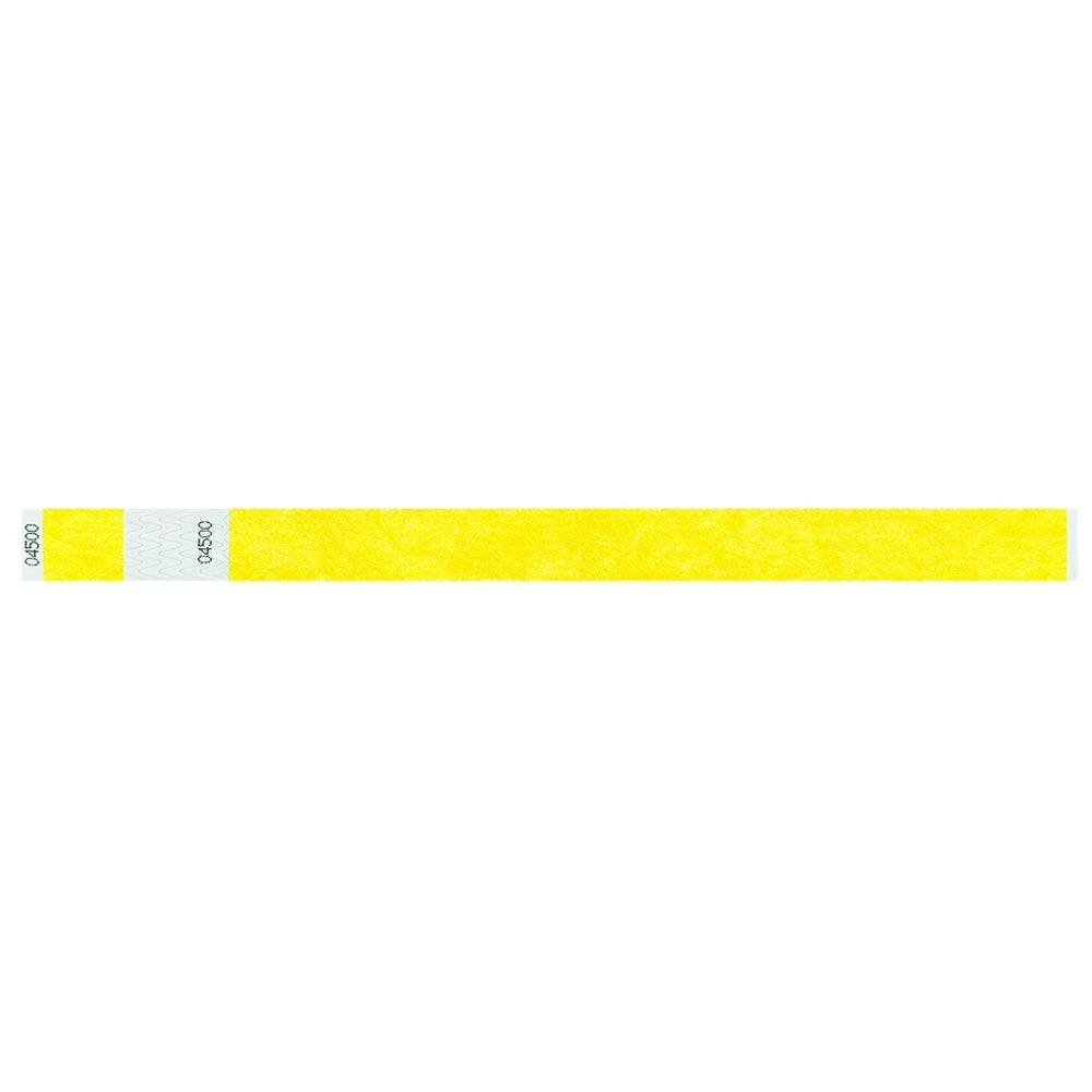 tyvek 3/4" detachable stub wristbands in neon yellow - flat version 